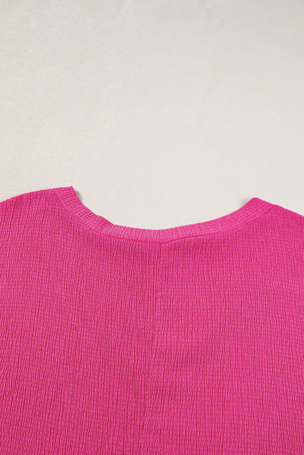 Bright Pink Textured V Neck Bubble Hem Plus Top - Scarlett's Riverside Boutique 