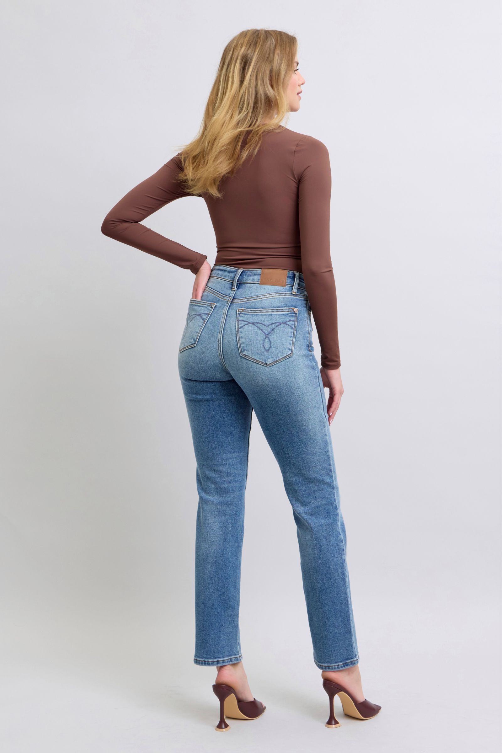 Judy Blue Full Size Run Vintage Wash Thermal Straight Jeans - Scarlett's Riverside Boutique 