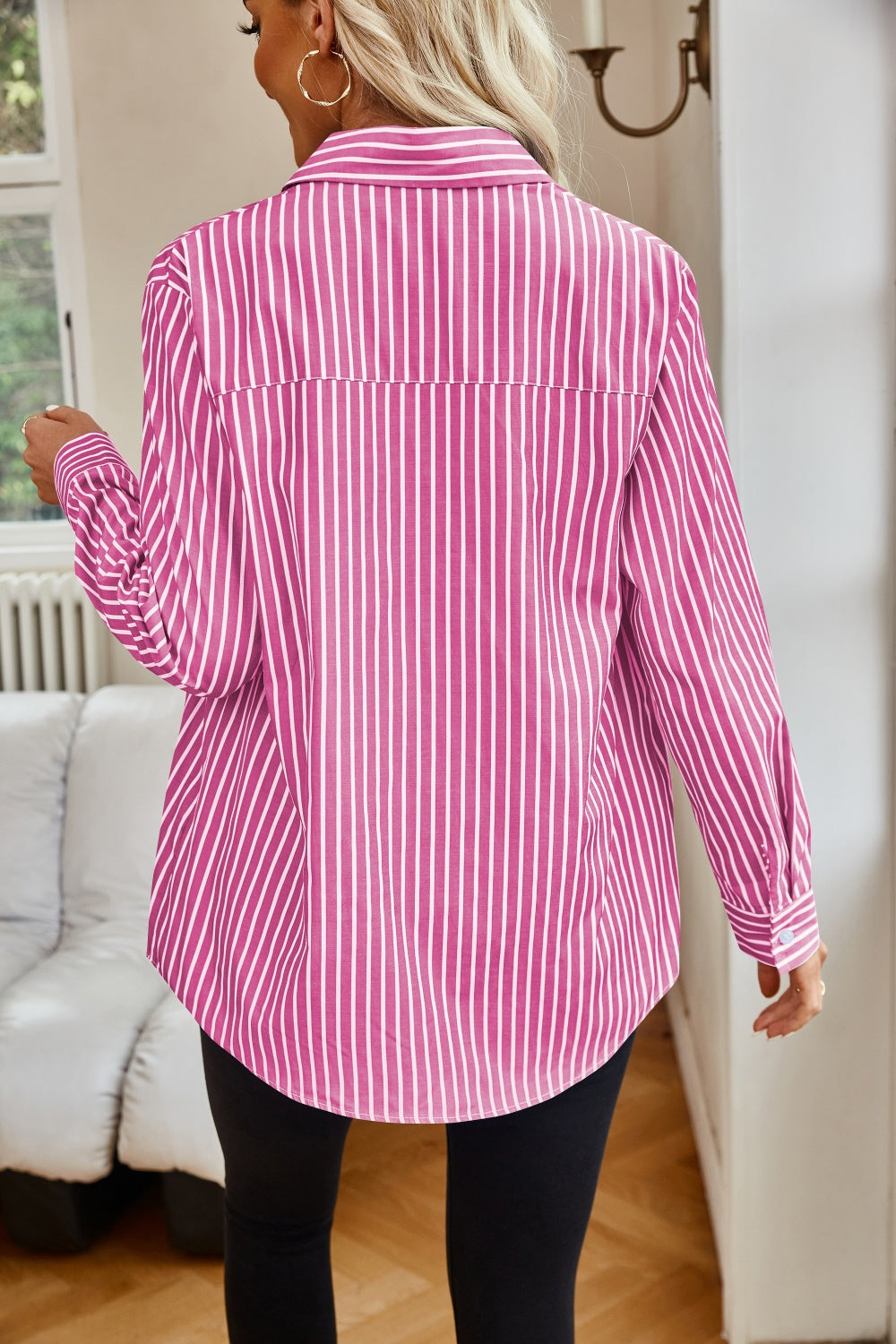 Striped Button Up Long Sleeve Shirt - Scarlett's Riverside Boutique 