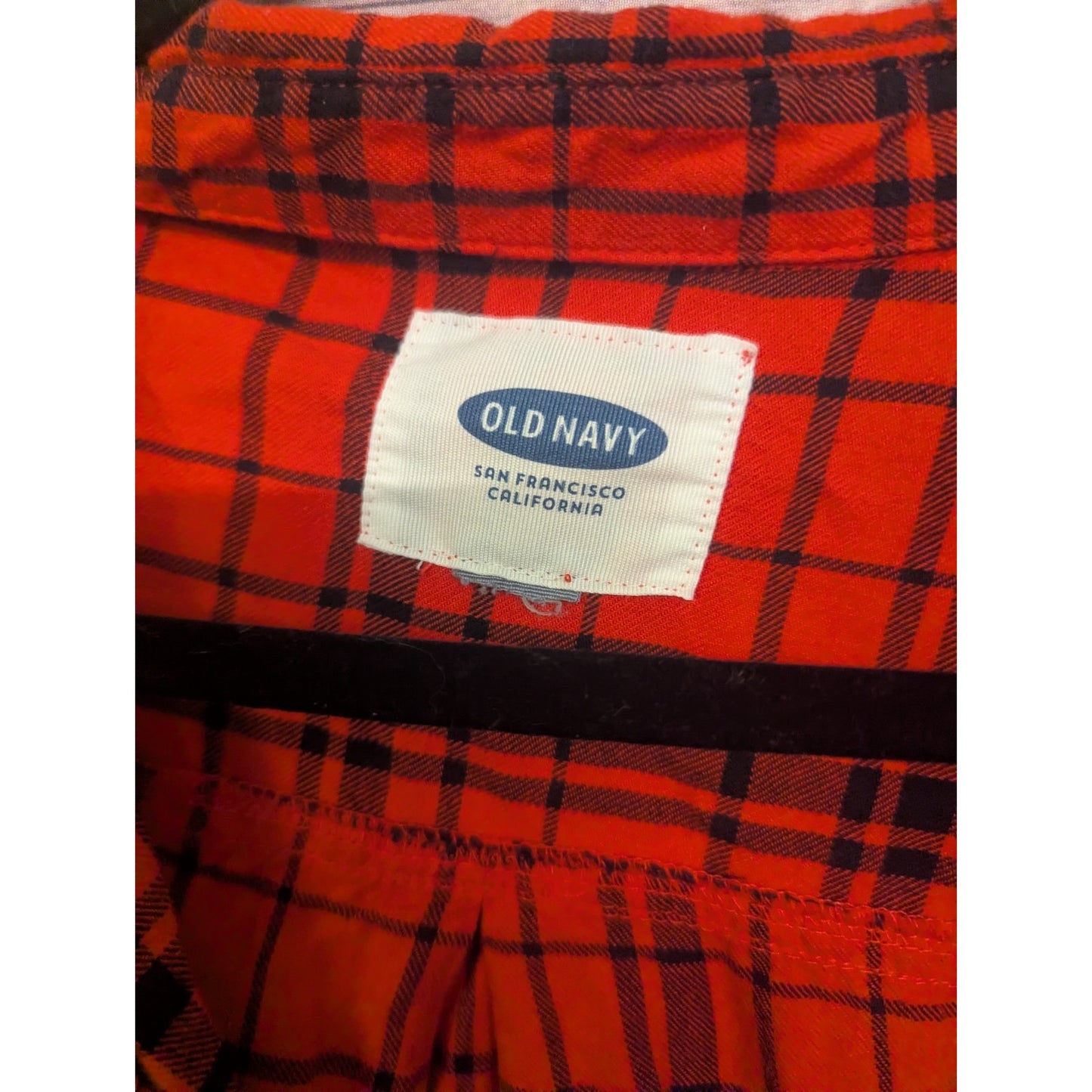 Old Navy 100% Cotton Button down Flannel shirt Plaid Red black Top Sz: 2xl