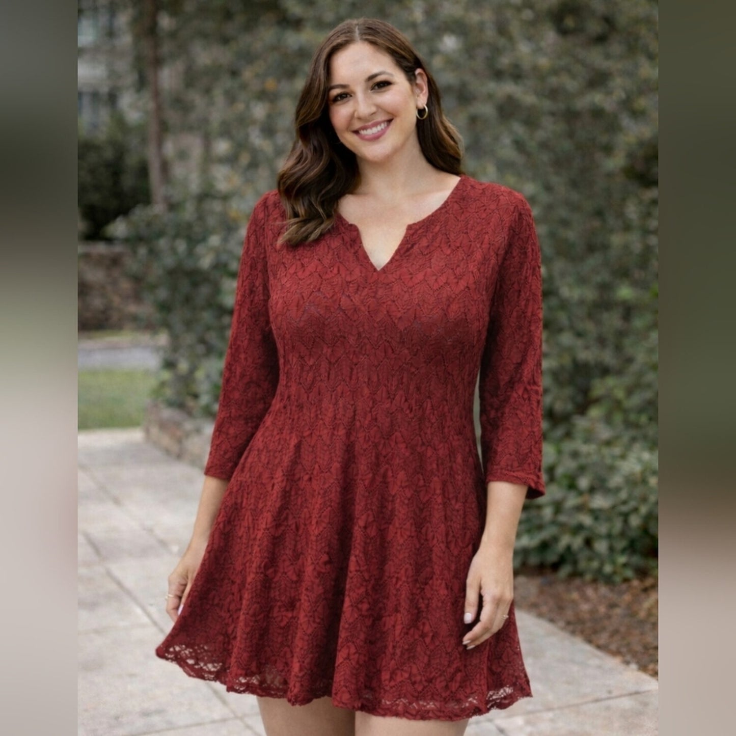 Style And CO, Lace Burgundy Dress. Sz L