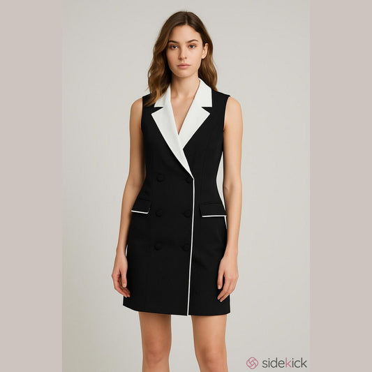 City Studio Black & White Button-Detail Dress Size 13