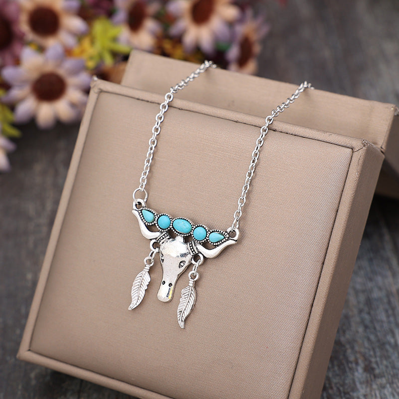 Artificial Turquoise Cow Shape Necklace - Scarlett's Riverside Boutique 