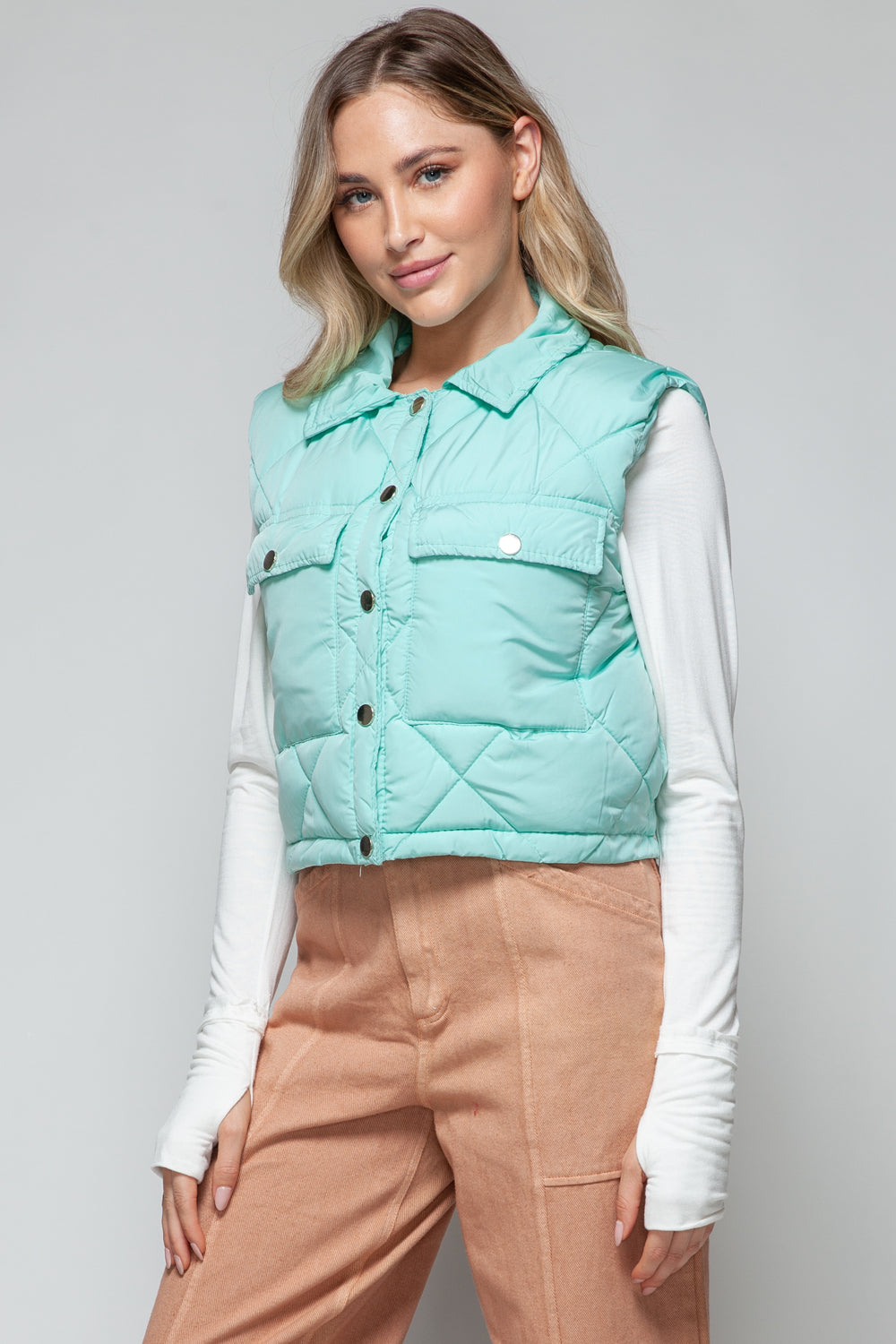 Tiffany Snap Down Quilted Crop Vest