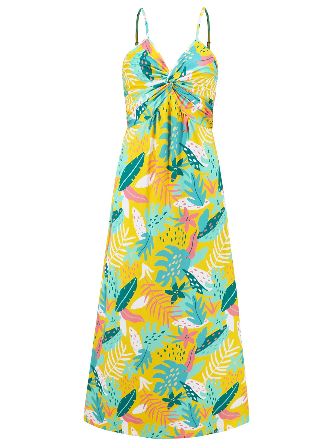 Twisted Printed V-Neck Cami Dress - Scarlett's Riverside Boutique 