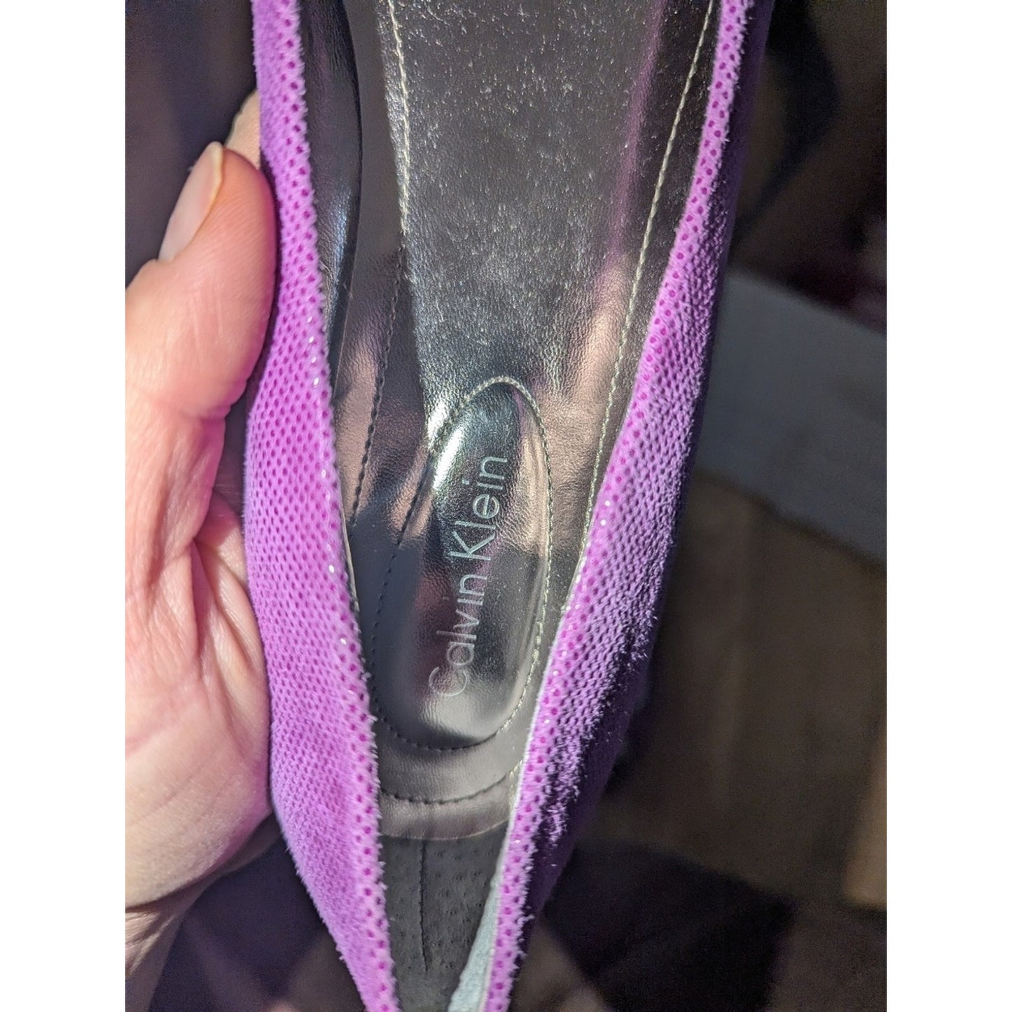 Calvin Klein Purple Embellished Ballet Flats Women's Size 7.5 M Slip On Dress Sh