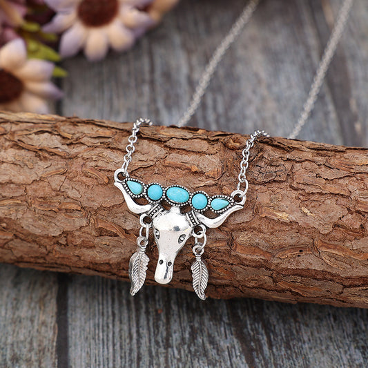 Artificial Turquoise Cow Shape Necklace - Scarlett's Riverside Boutique 