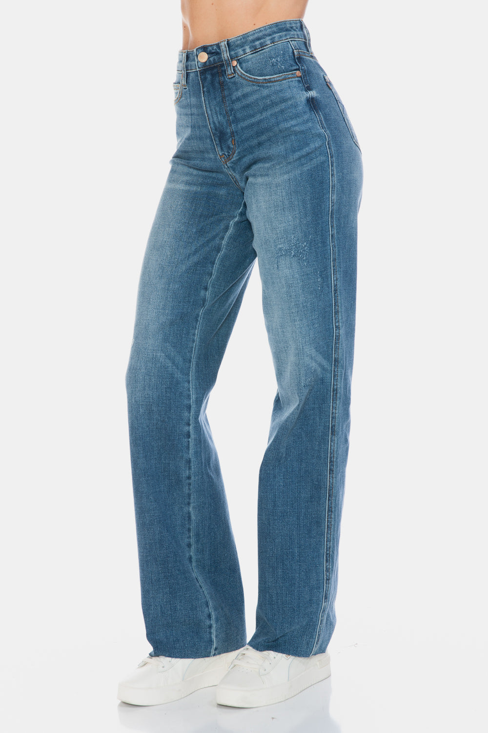 Judy Blue, Tummy Control Cut Raw Hem jeans. Inseam 33" and 33.5" - Scarlett's Riverside Boutique 