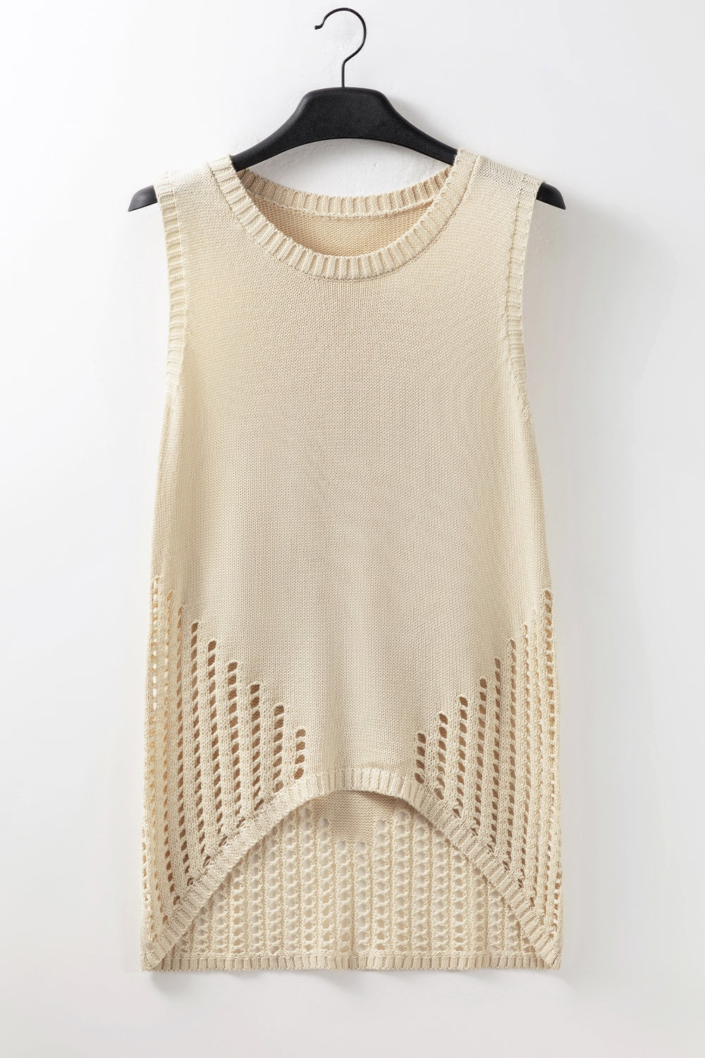 Openwork Round Neck Knit Vest - Scarlett's Riverside Boutique 