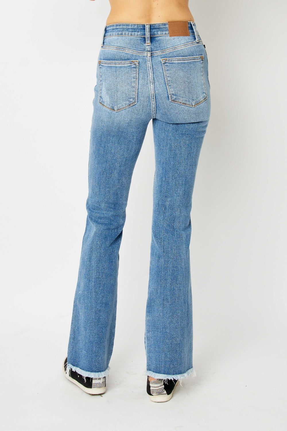 Judy Blue Full Size Distressed Raw Hem Bootcut Jeans - Scarlett's Riverside Boutique 