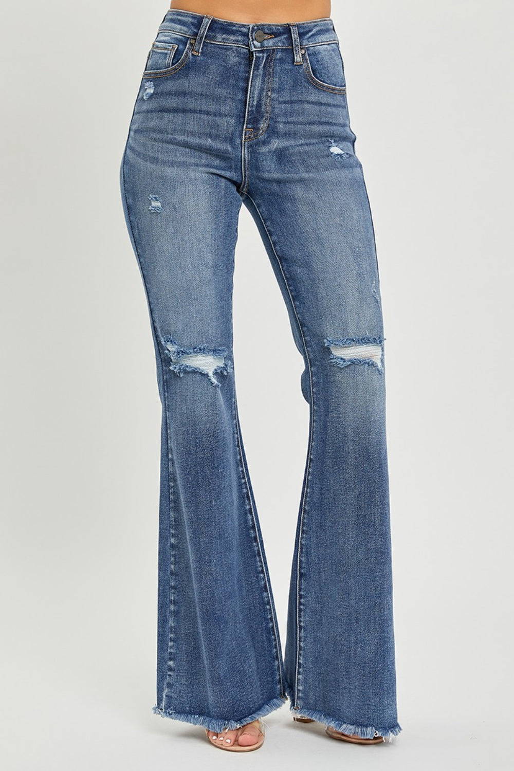 RISEN High Waist Distressed Fare Jeans - Scarlett's Riverside Boutique 