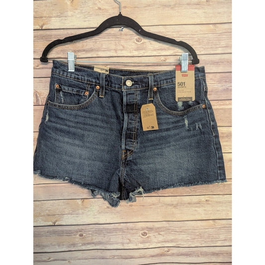 Levi’s 501 Shorts Women’s 32 High Rise Distressed Cut Off Denim Jean Shorts NWT