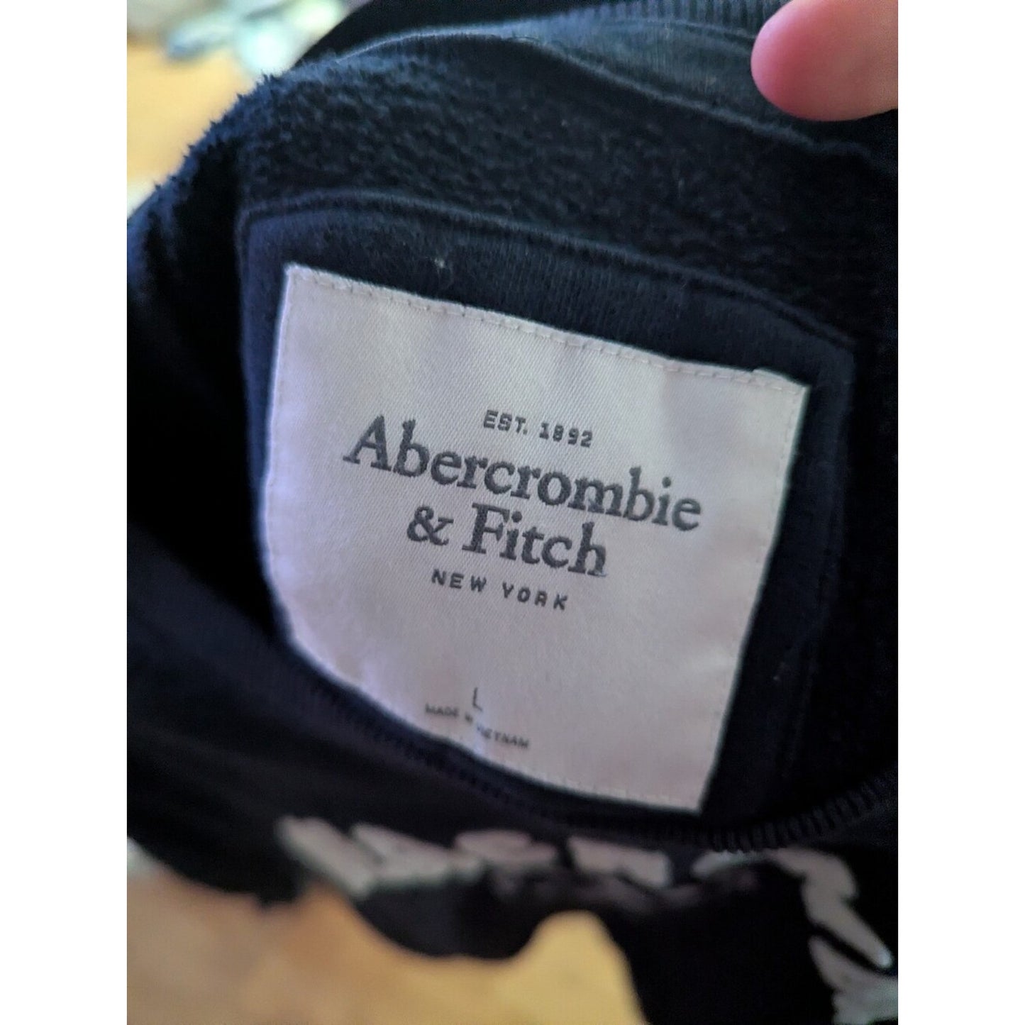 Y2K Abercrombie & Fitch Navy Crewneck Sweatshirt with Embroidered Logo