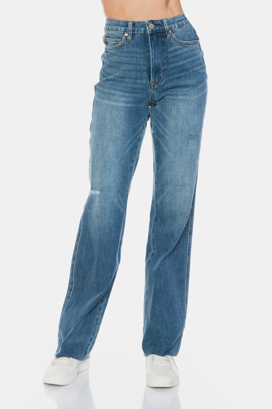 Judy Blue, Tummy Control Cut Raw Hem jeans. Inseam 33" and 33.5" - Scarlett's Riverside Boutique 