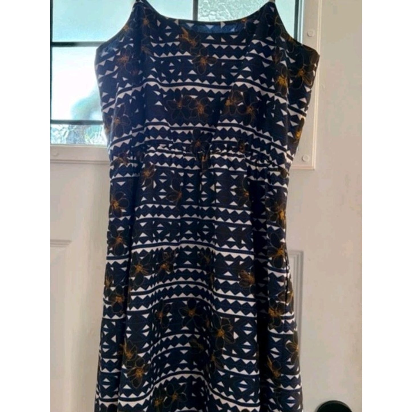J. Crew Black White Geometric Floral Sundress Mini Dress Built In Slit