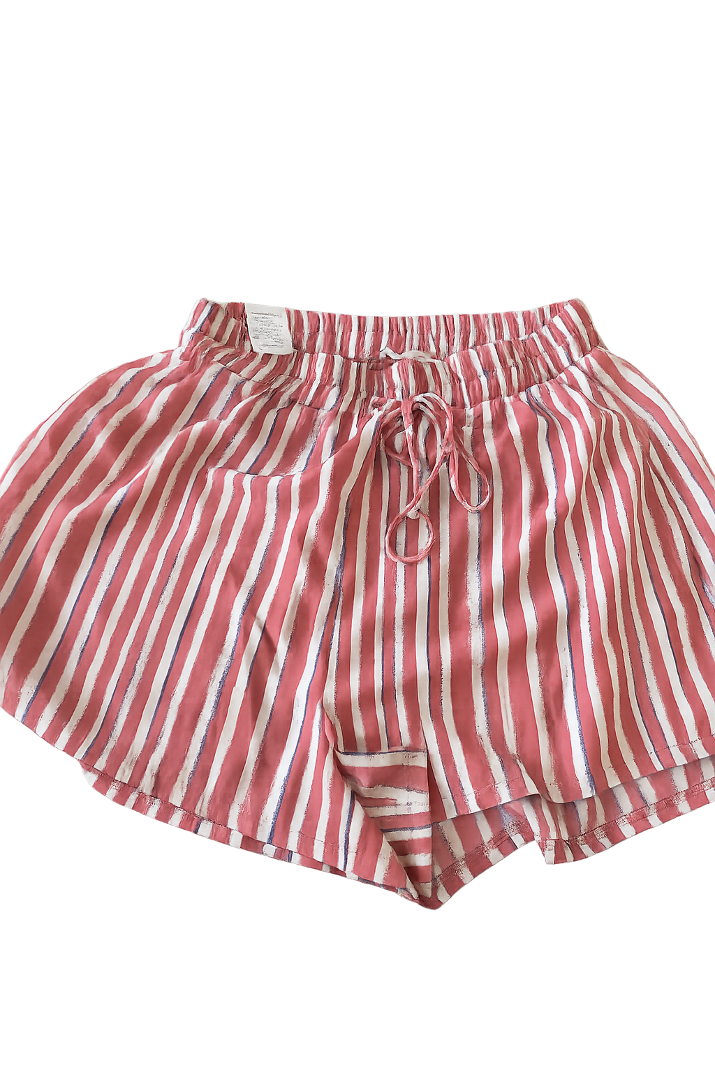 Lush, Sz. L Coral Striped Drawstring Shorts | Elastic Waist | Summer Boho #B3