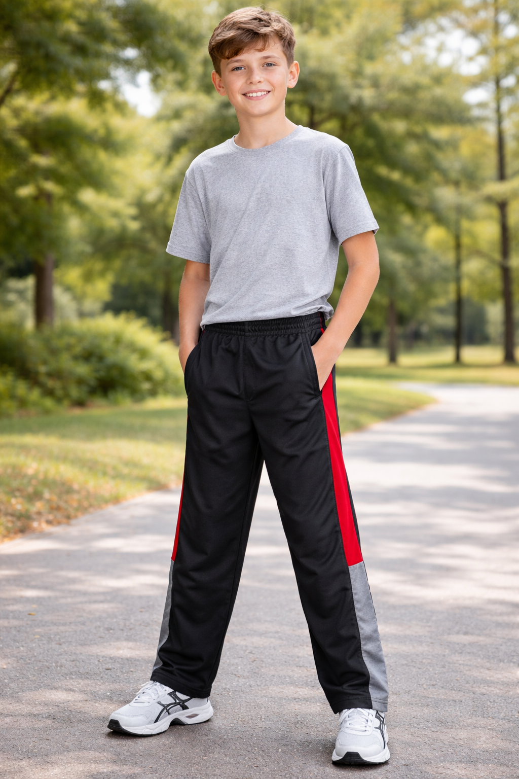 Starter Boys XL Track Pants Black Red Stripe AthleticPants. #B21