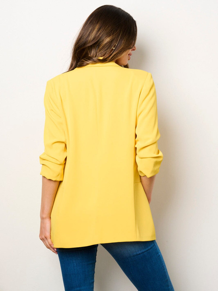 Yellow 3/4 sleeve blazer - Scarlett's Riverside Boutique 