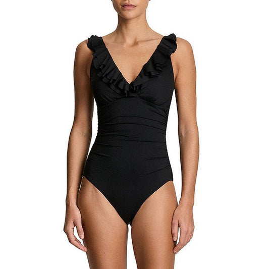 Lauren Ralph Lauren Black Ruffled One Piece. Sz 12. #A39