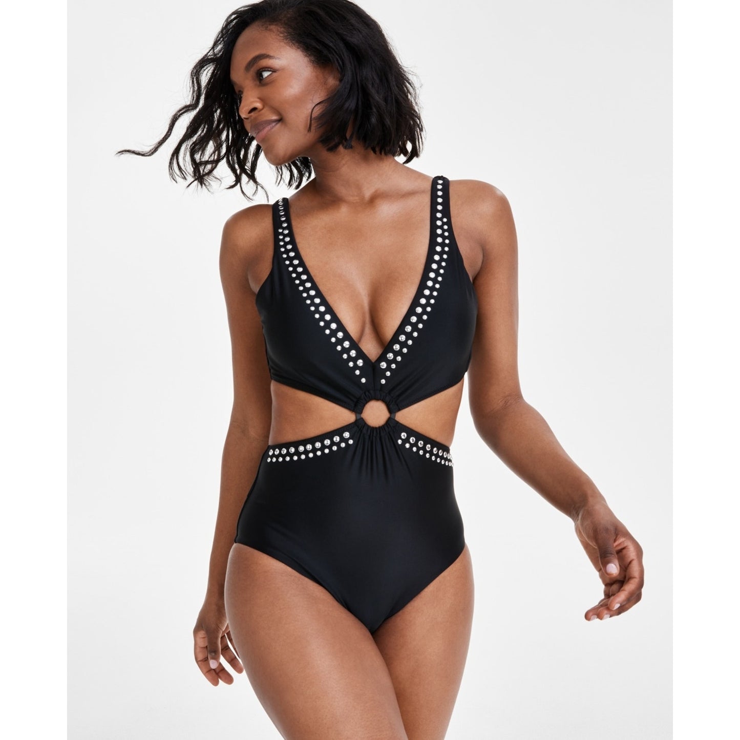 Bar III Women's Tell Me About It Stud One-Piece Swimsuit, NWTs, Size S
