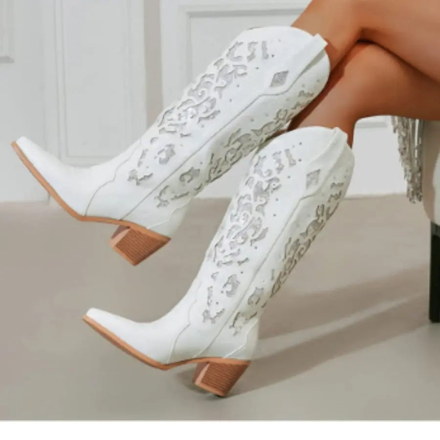 White Taylor Boots - Scarlett's Riverside Boutique 