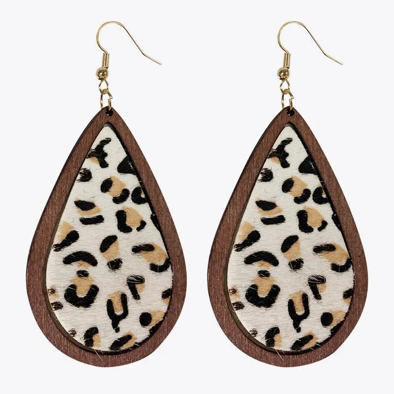 Teardrop Shape Wooden Dangle Earrings - Scarlett's Riverside Boutique 