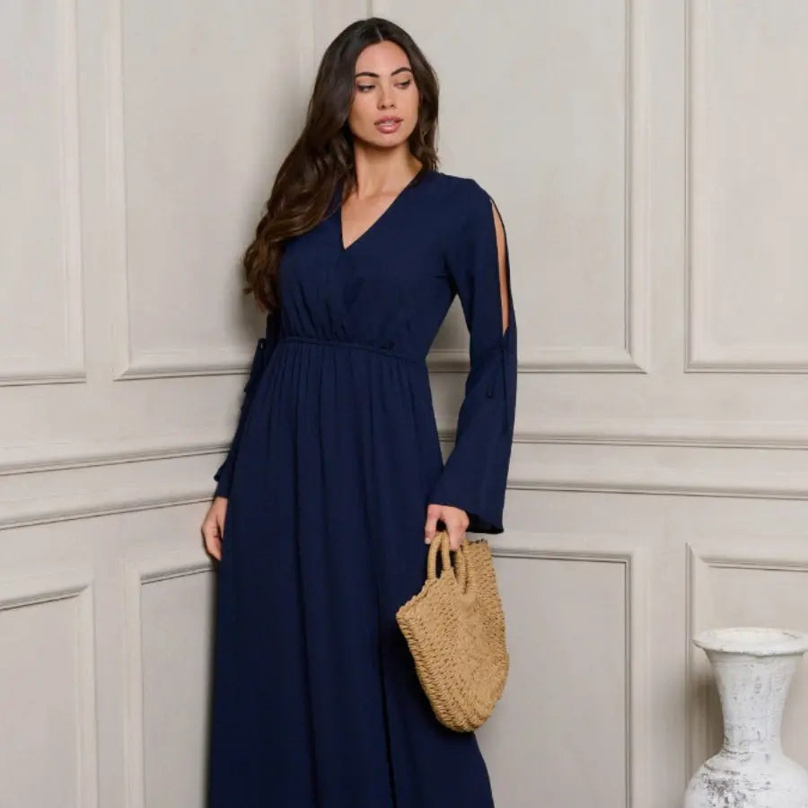 Navy Surplice Maxi Dress - Scarlett's Riverside Boutique 