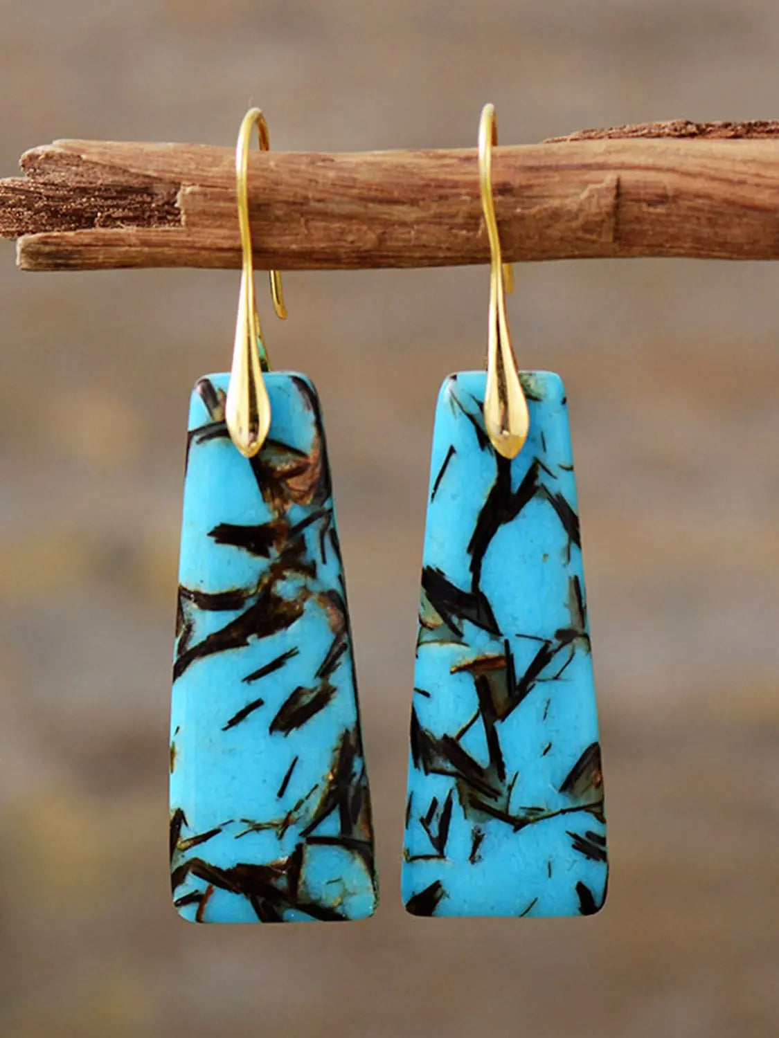 Geometrical Shape Imperial Jasper Dangle Earrings - Scarlett's Riverside Boutique 