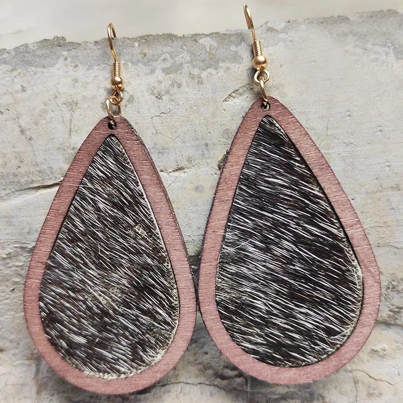 Teardrop Shape Wooden Dangle Earrings - Scarlett's Riverside Boutique 