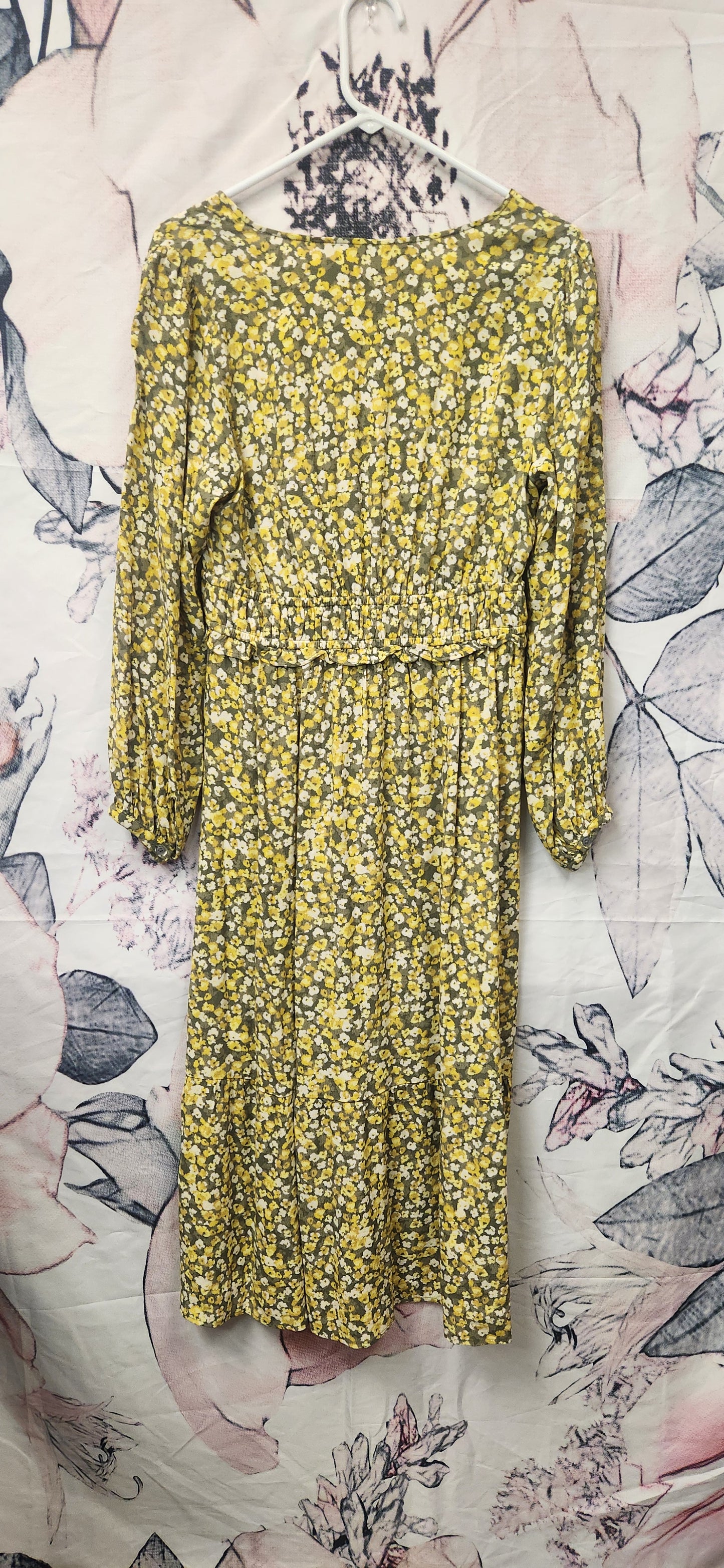 Loft Green & Yellow Floral Dress RS 29