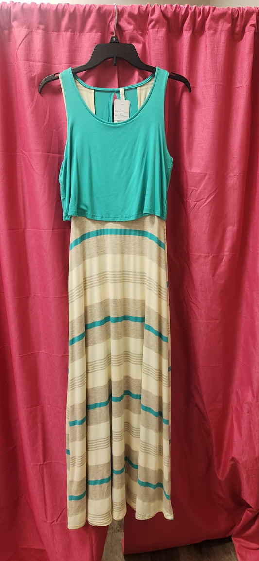 Gilli Cream and Teal Dress RS 51 - Scarlett's Riverside Boutique 