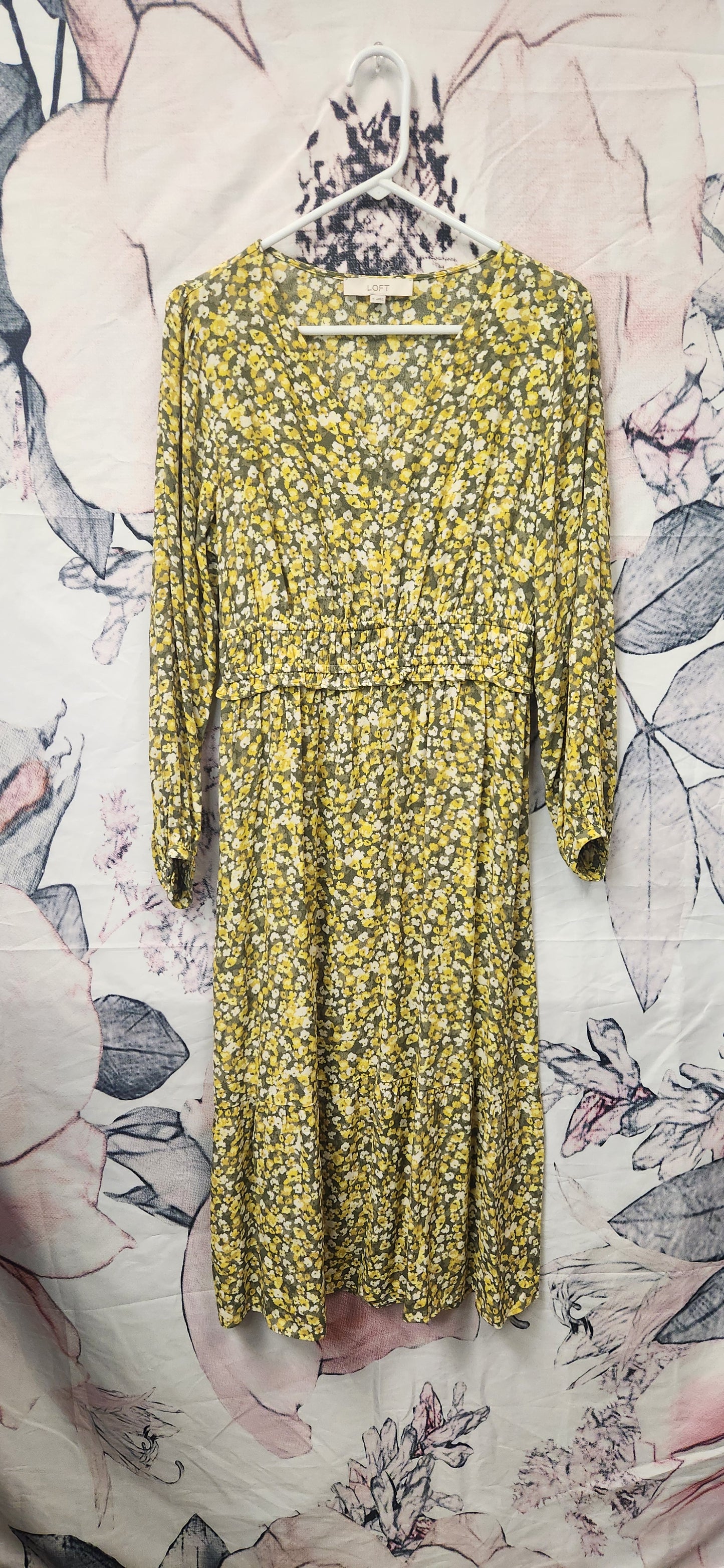 Loft Green & Yellow Floral Dress RS 29