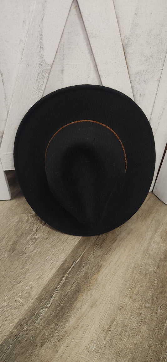 Black Hat with Brown Trim - Scarlett's Riverside Boutique 