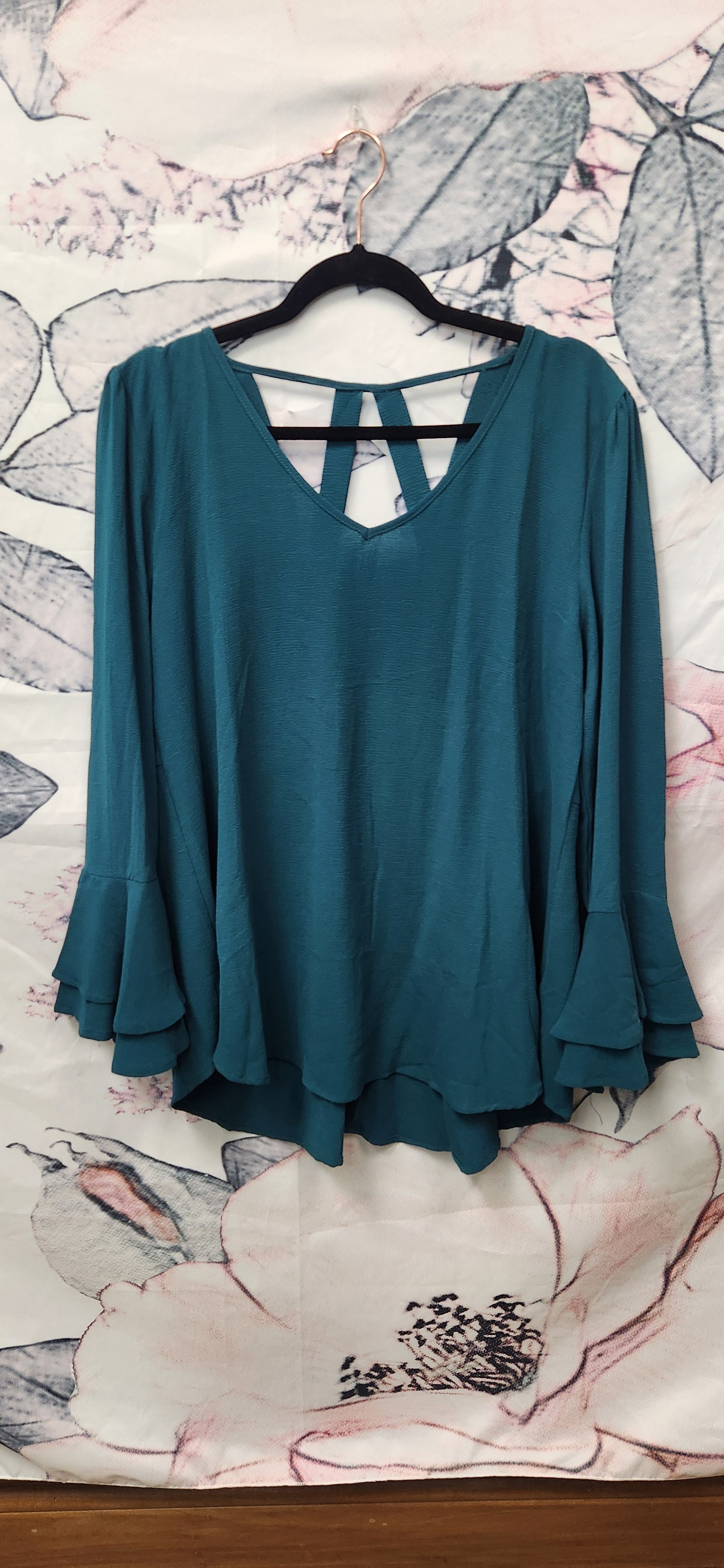 Green Blouse with Decorative Back - Scarlett's Riverside Boutique 