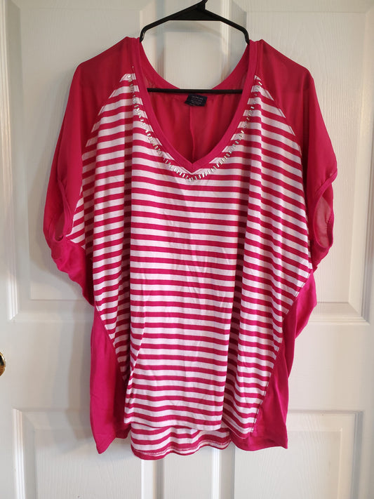 Faded Glory Pink Striped Blouse. Size 4XL. #68