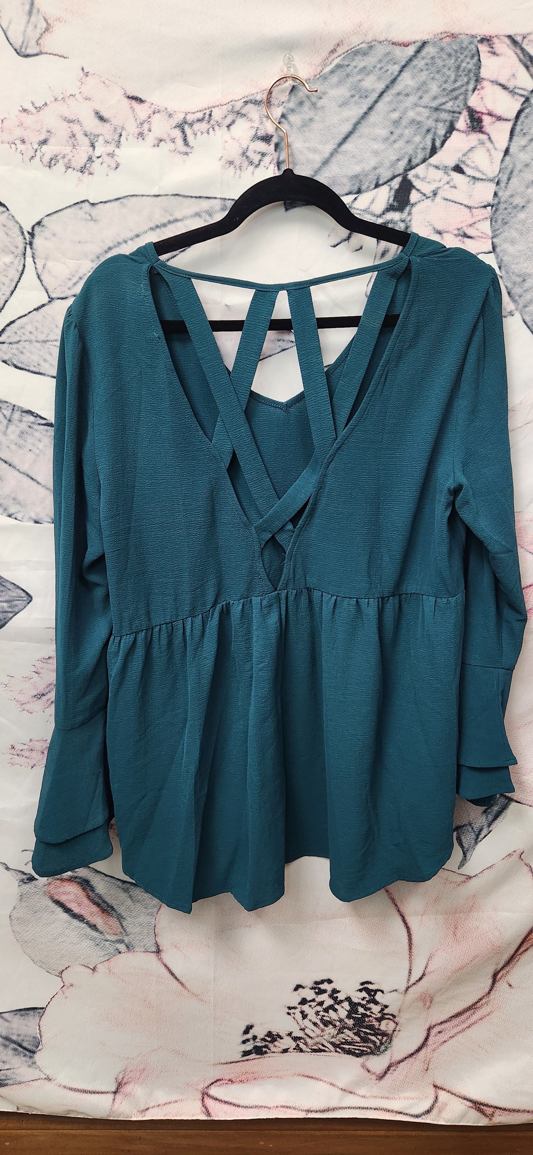 Green Blouse with Decorative Back - Scarlett's Riverside Boutique 