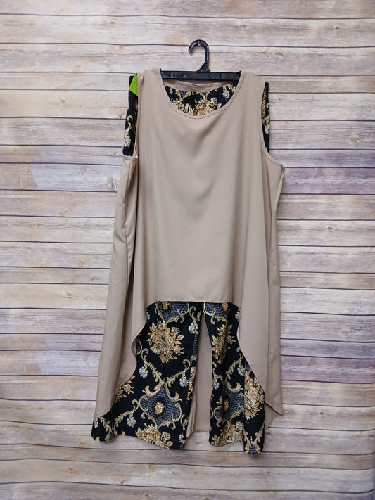 Tan & Black Floral Boho Set. Size 2XL. #57