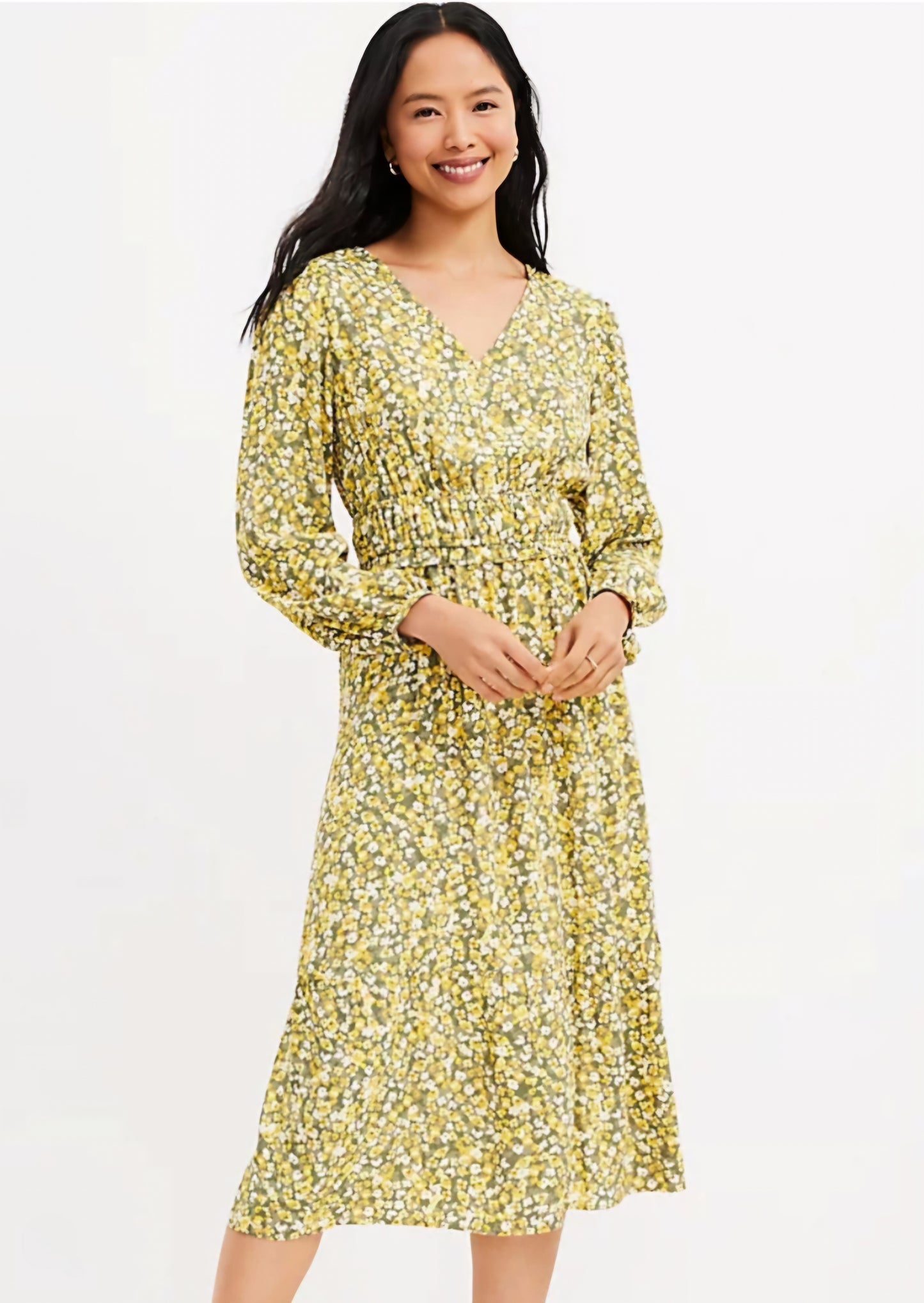 Loft Green & Yellow Floral Dress RS 29