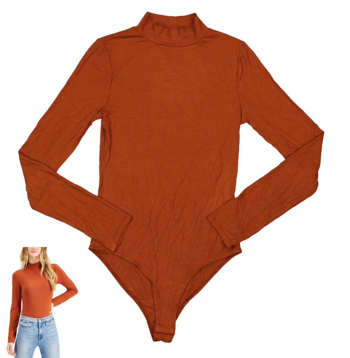 Lulu's burnt orange bodysuit. Size L. RS-1