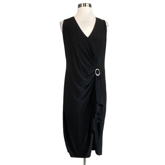 Betsy & Adam Women's Cocktail Dress Size 8 Black Sleeveless Ruffled Sheath. #97 MO