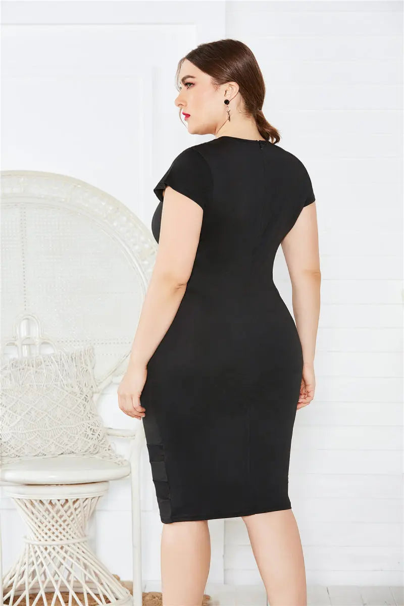 Plus Size Mesh Detail Midi Dress - Scarlett's Riverside Boutique 