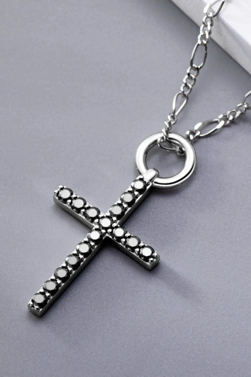 Moissanite Cross Pendant Platinum-Plated Necklace - Scarlett's Riverside Boutique 