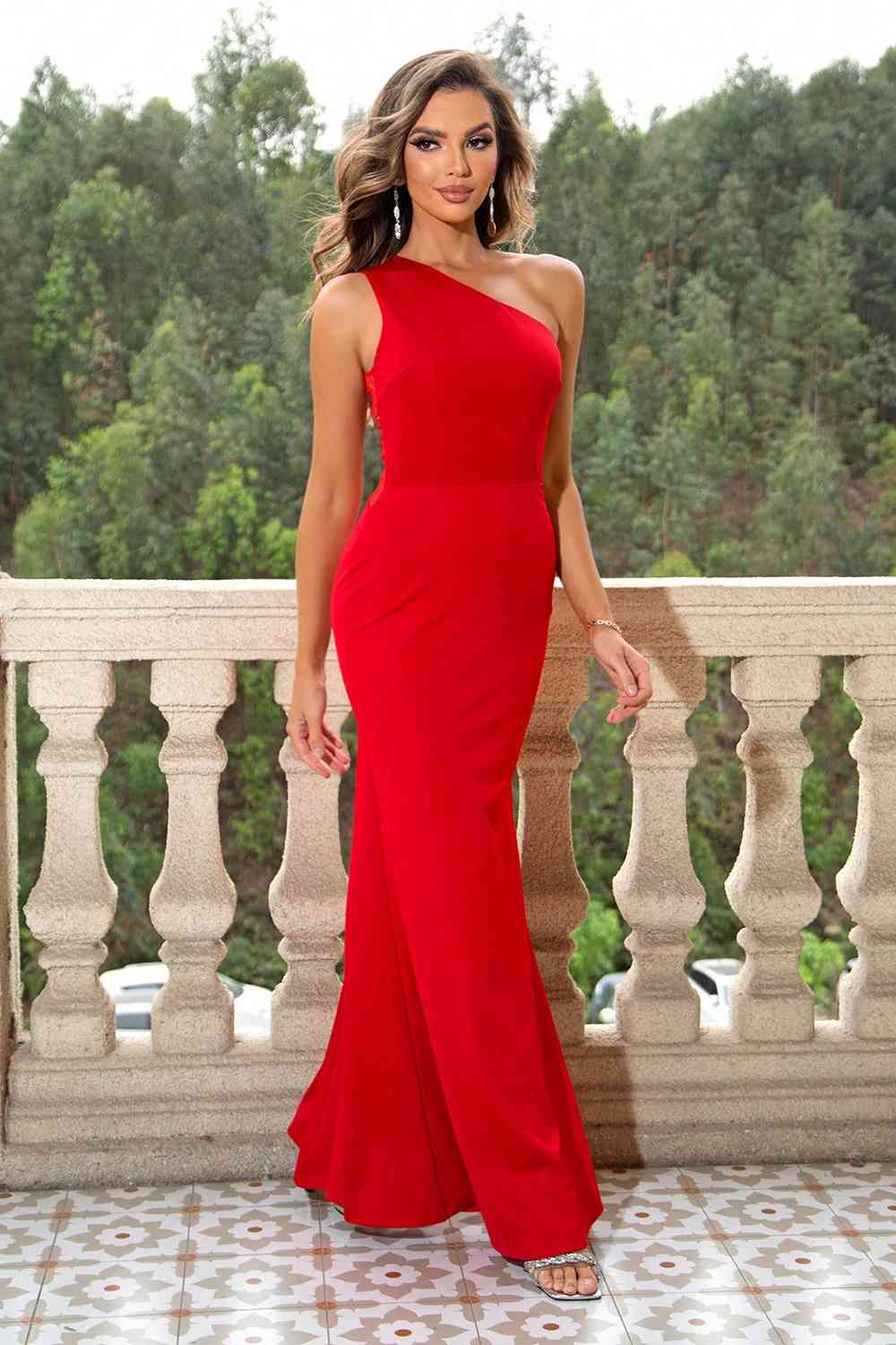 One-Shoulder Sleeveless Maxi Dress - Scarlett's Riverside Boutique 