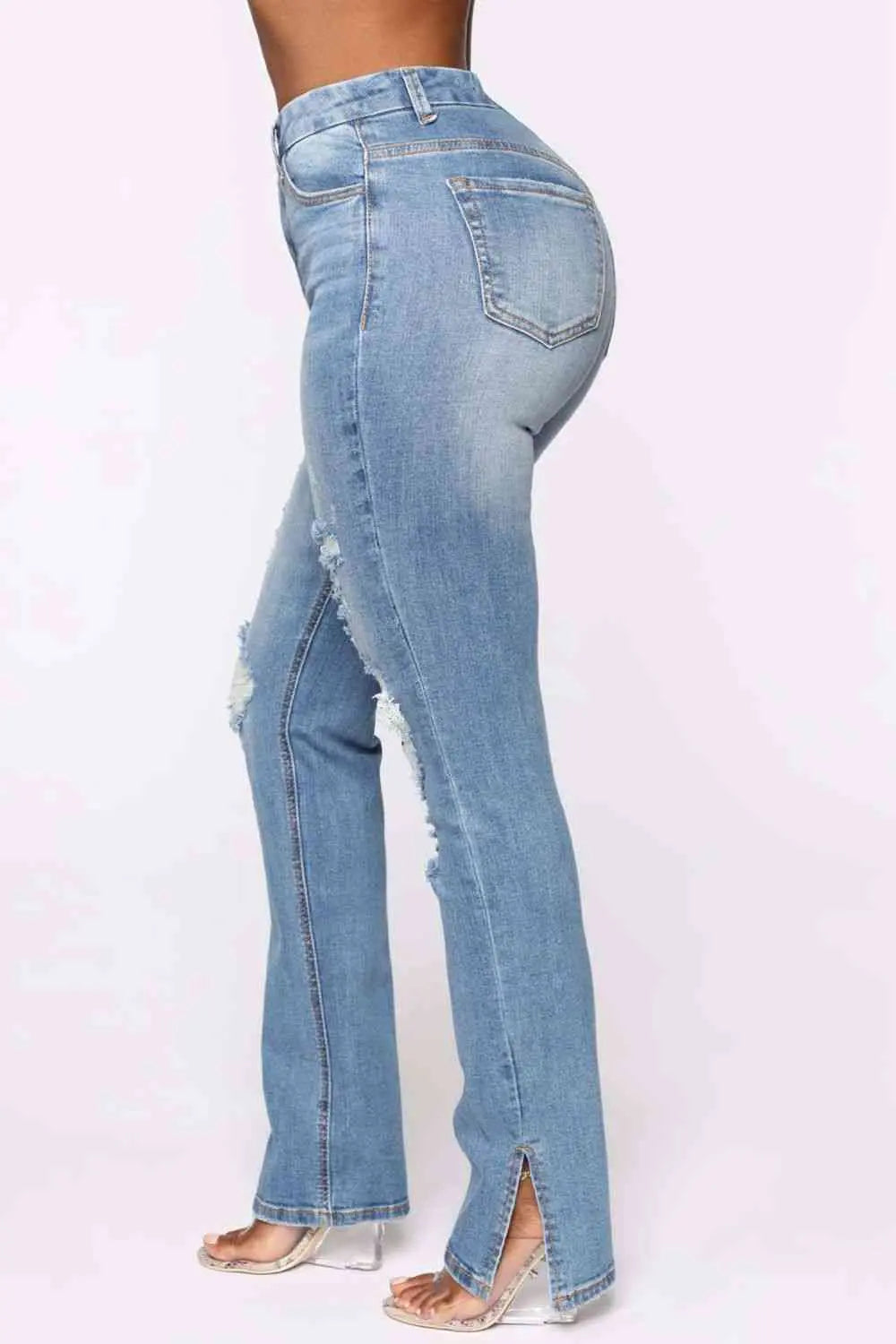 Distressed Slit Jeans - Scarlett's Riverside Boutique 