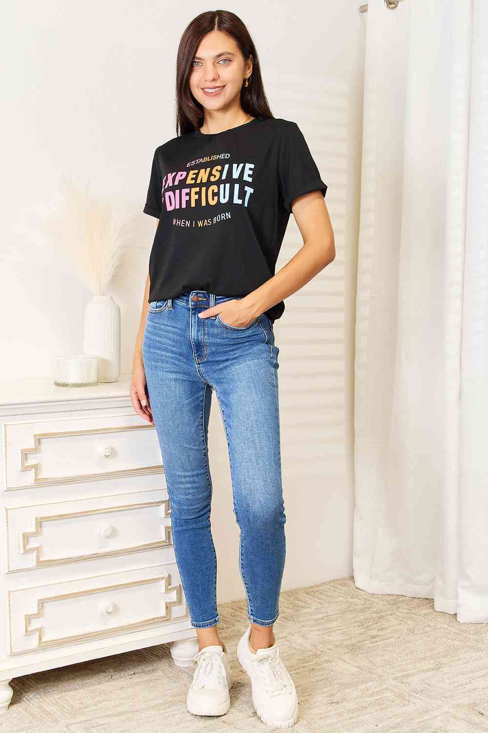 Simply Love Slogan Graphic Cuffed Sleeve T-Shirt - Scarlett's Riverside Boutique 