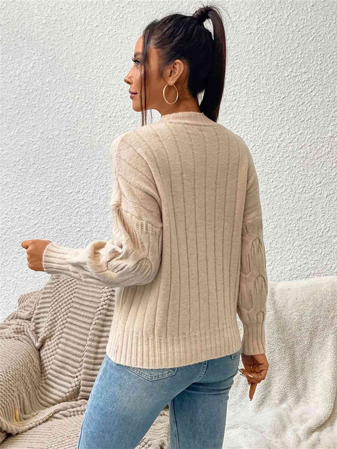 Round Neck Long Sleeve Sweater - Scarlett's Riverside Boutique 