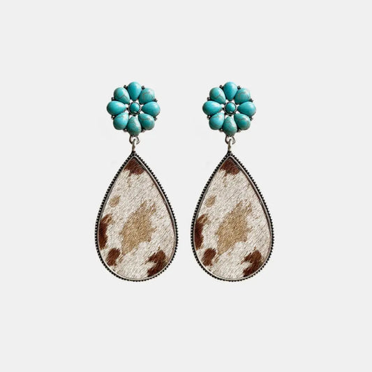 Turquoise Flower Teardrop Earrings - Scarlett's Riverside Boutique 
