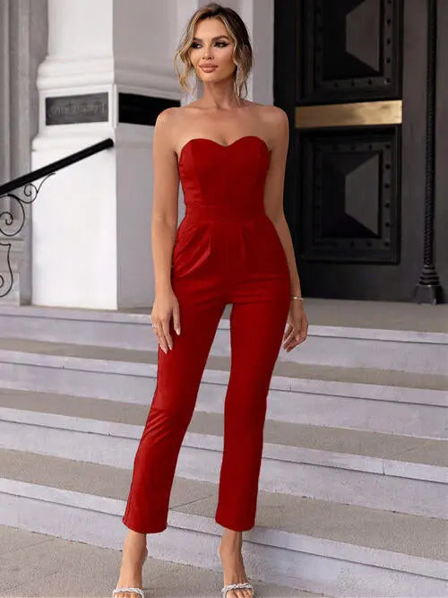 Sweetheart Neck Sleeveless Jumpsuit - Scarlett's Riverside Boutique 