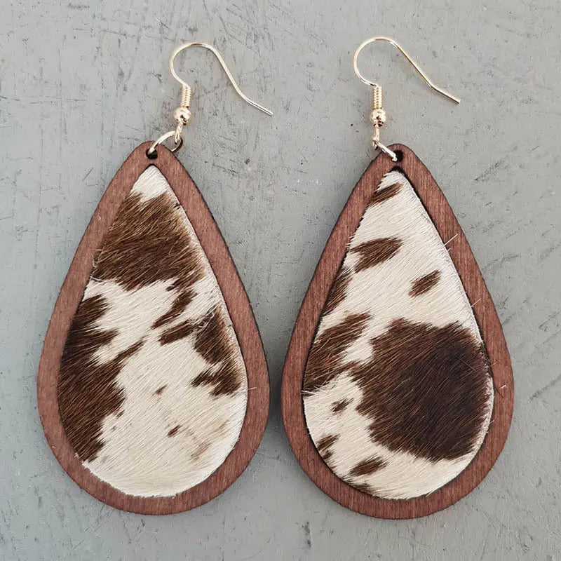 Teardrop Shape Wooden Dangle Earrings - Scarlett's Riverside Boutique 