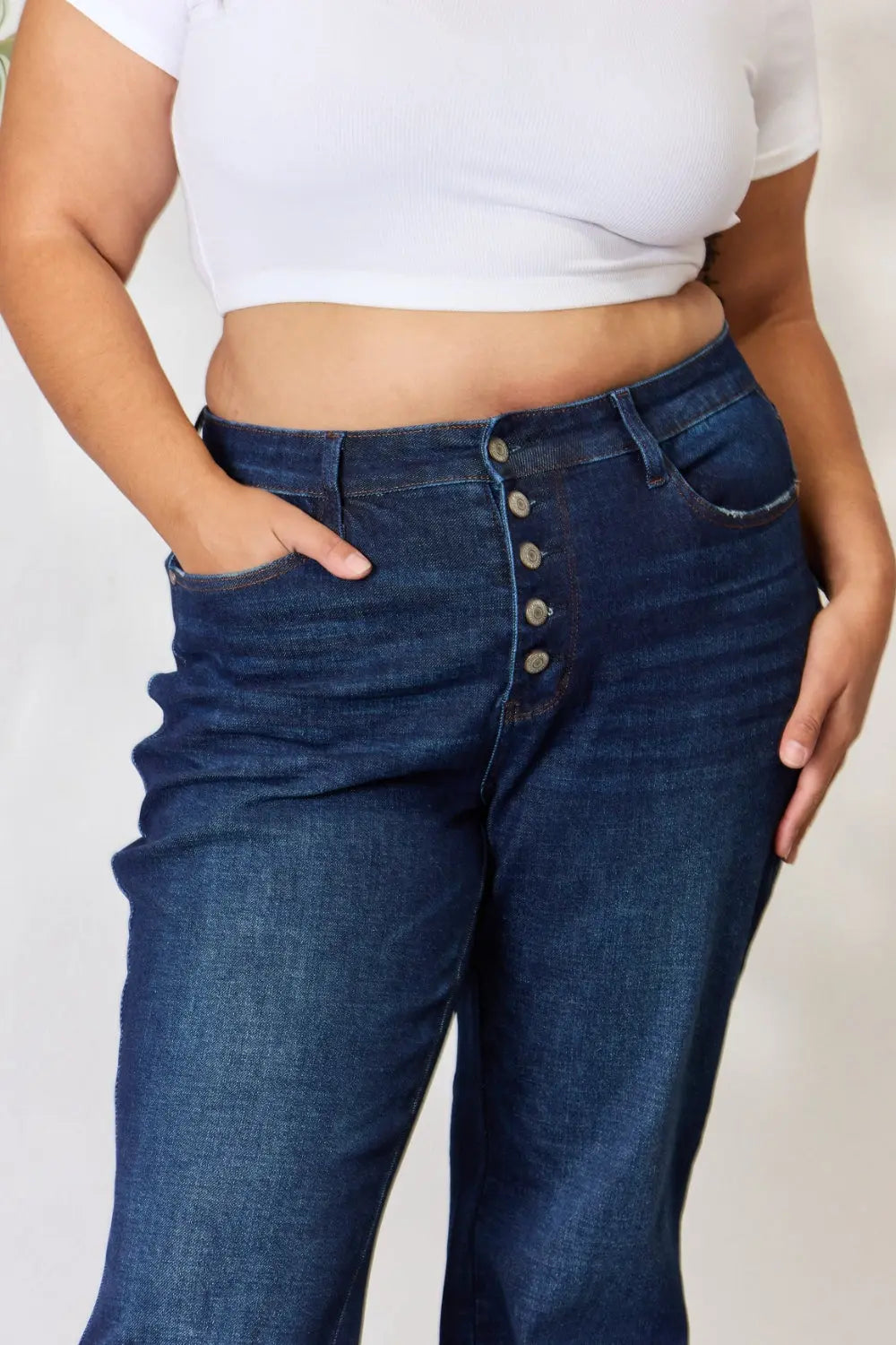 Judy Blue Full Size Button-Fly Straight Jeans - Scarlett's Riverside Boutique